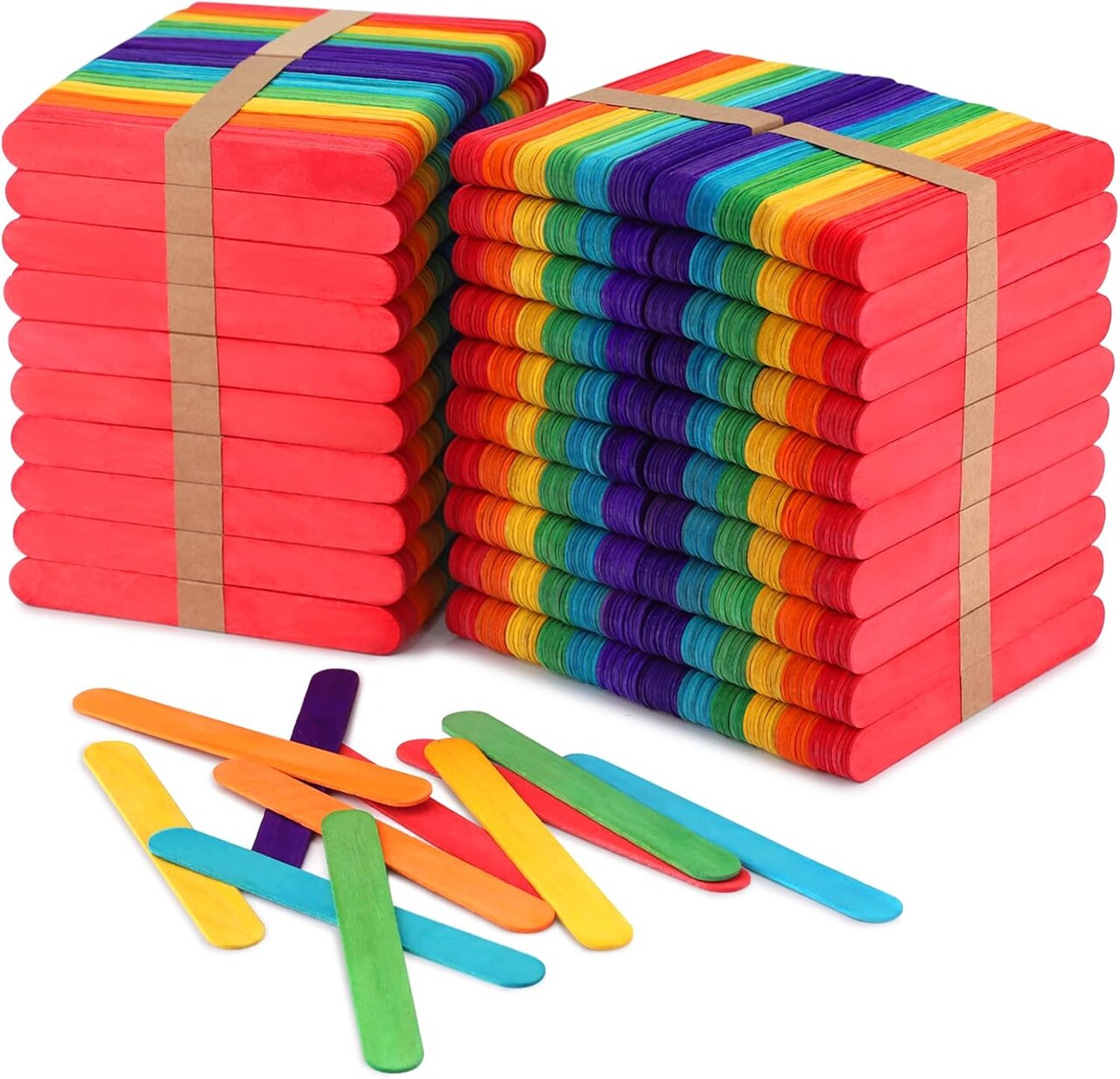 1500 Colored Jumbo Craft Sticks – 6” Wooden Rainbow Popsicle Sticks for DIY Crafts, Kids’ Education & Art Projects